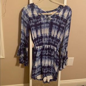 Hollister blue and white tie dye romper